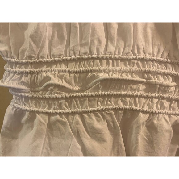 Madewell Women's Size L White Smocked Button-Front Top in Poplin NEW - Picture 7 of 8